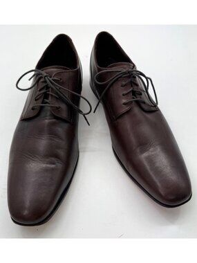 Cole Haan Mens Brown Leather Oxfords Size 12M With Lace-Up Design